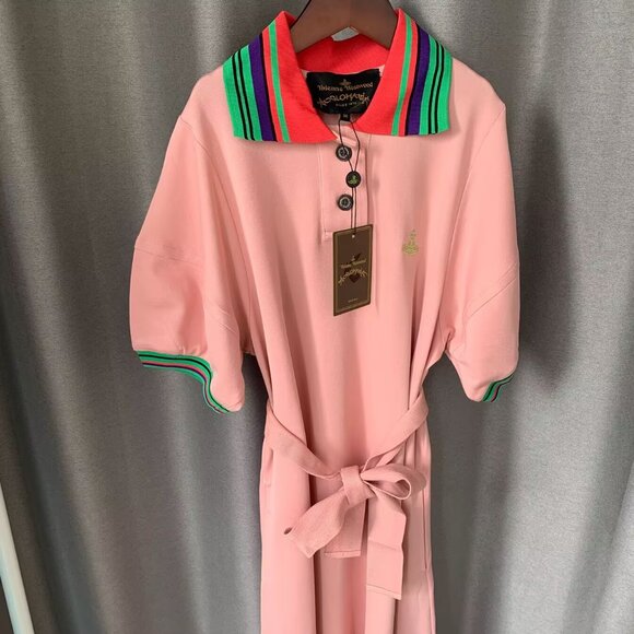 Vivienne Westwood Anglomania Pink Polo Dress with Striped Collar - Picture 3 of 9